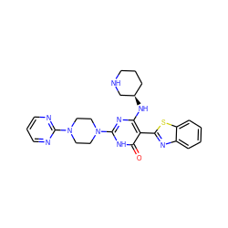 O=c1[nH]c(N2CCN(c3ncccn3)CC2)nc(N[C@@H]2CCCNC2)c1-c1nc2ccccc2s1 ZINC001772610872