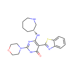 O=c1[nH]c(N2CCOCC2)nc(N[C@@H]2CCCCNC2)c1-c1nc2ccccc2s1 ZINC000473114671