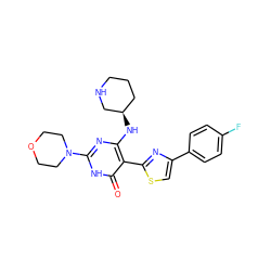 O=c1[nH]c(N2CCOCC2)nc(N[C@@H]2CCCNC2)c1-c1nc(-c2ccc(F)cc2)cs1 ZINC001772621460