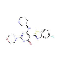 O=c1[nH]c(N2CCOCC2)nc(N[C@@H]2CCCNC2)c1-c1nc2cc(F)ccc2s1 ZINC001772589376