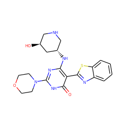 O=c1[nH]c(N2CCOCC2)nc(N[C@H]2CNC[C@H](O)C2)c1-c1nc2ccccc2s1 ZINC000473115252