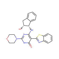 O=c1[nH]c(N2CCOCC2)nc(N[C@H]2c3ccccc3C[C@H]2O)c1-c1nc2ccccc2s1 ZINC001772643242