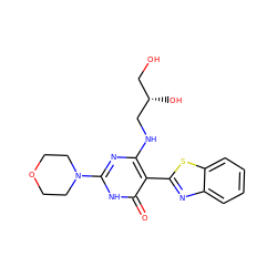 O=c1[nH]c(N2CCOCC2)nc(NC[C@@H](O)CO)c1-c1nc2ccccc2s1 ZINC001772610362