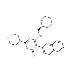 O=c1[nH]c(N2CCOCC2)nc(NC[C@@H]2CCCCN2)c1-c1ccc2ccccc2n1 ZINC000221555268