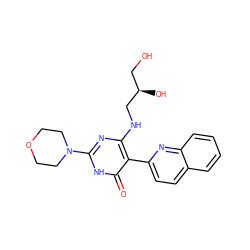 O=c1[nH]c(N2CCOCC2)nc(NC[C@H](O)CO)c1-c1ccc2ccccc2n1 ZINC000205743383