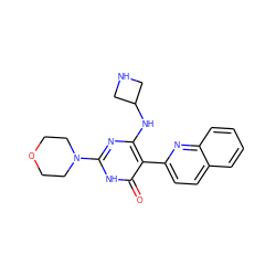 O=c1[nH]c(N2CCOCC2)nc(NC2CNC2)c1-c1ccc2ccccc2n1 ZINC000205739882