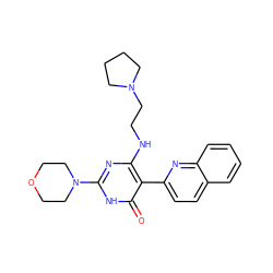 O=c1[nH]c(N2CCOCC2)nc(NCCN2CCCC2)c1-c1ccc2ccccc2n1 ZINC000205743304