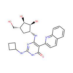 O=c1[nH]c(NC2CCC2)nc(N[C@@H]2C[C@H](CO)[C@@H](O)[C@H]2O)c1-c1ccc2ccccc2n1 ZINC000205762781