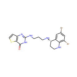 O=c1[nH]c(NCCCN[C@H]2CCNc3c(Br)cc(Br)cc32)nc2ccsc12 ZINC000001549809