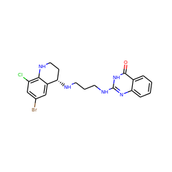 O=c1[nH]c(NCCCN[C@H]2CCNc3c(Cl)cc(Br)cc32)nc2ccccc12 ZINC000001549808