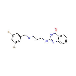 O=c1[nH]c(NCCCNCc2cc(Br)cc(Br)c2)nc2ccccc12 ZINC000028367015