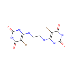 O=c1[nH]c(NCCNc2[nH]c(=O)[nH]c(=O)c2Br)c(Br)c(=O)[nH]1 ZINC000096300318