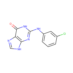 O=c1[nH]c(Nc2cccc(Cl)c2)nc2[nH]cnc12 ZINC000005542645