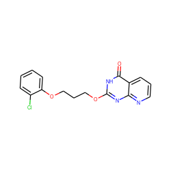 O=c1[nH]c(OCCCOc2ccccc2Cl)nc2ncccc12 ZINC000058582905