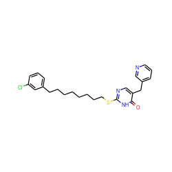 O=c1[nH]c(SCCCCCCCCc2cccc(Cl)c2)ncc1Cc1cccnc1 ZINC000027312089