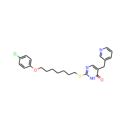 O=c1[nH]c(SCCCCCCCOc2ccc(Cl)cc2)ncc1Cc1cccnc1 ZINC000027312719