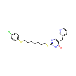 O=c1[nH]c(SCCCCCCCSc2ccc(Cl)cc2)ncc1Cc1cccnc1 ZINC000027314135