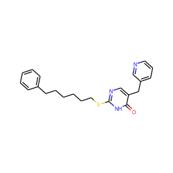 O=c1[nH]c(SCCCCCCc2ccccc2)ncc1Cc1cccnc1 ZINC000027314010