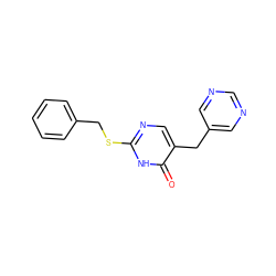 O=c1[nH]c(SCc2ccccc2)ncc1Cc1cncnc1 ZINC000026574990