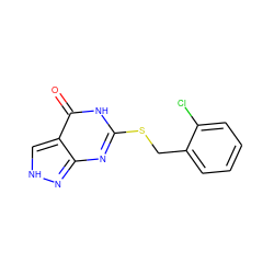 O=c1[nH]c(SCc2ccccc2Cl)nc2n[nH]cc12 ZINC000018140303