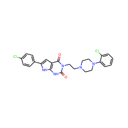 O=c1[nH]c2[nH]c(-c3ccc(Cl)cc3)cc2c(=O)n1CCN1CCN(c2ccccc2Cl)CC1 ZINC000028565098