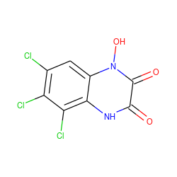 O=c1[nH]c2c(Cl)c(Cl)c(Cl)cc2n(O)c1=O ZINC000101263301