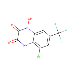 O=c1[nH]c2c(Cl)cc(C(F)(F)F)cc2n(O)c1=O ZINC000101263290