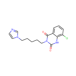 O=c1[nH]c2c(Cl)cccc2c(=O)n1CCCCCn1ccnc1 ZINC000026377576