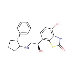 O=c1[nH]c2c(O)ccc([C@@H](O)CN[C@@H]3CCC[C@@H]3c3ccccc3)c2s1 ZINC000043028301