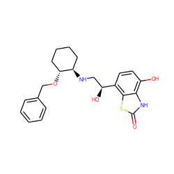 O=c1[nH]c2c(O)ccc([C@@H](O)CN[C@@H]3CCCC[C@H]3OCc3ccccc3)c2s1 ZINC000043028290