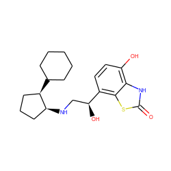 O=c1[nH]c2c(O)ccc([C@@H](O)CN[C@H]3CCC[C@H]3C3CCCCC3)c2s1 ZINC000058583292