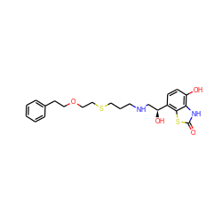 O=c1[nH]c2c(O)ccc([C@@H](O)CNCCCSCCOCCc3ccccc3)c2s1 ZINC000034946055