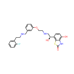 O=c1[nH]c2c(O)ccc([C@@H](O)CNCCOc3cccc(CNCCc4ccccc4F)c3)c2s1 ZINC000073199511