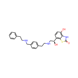 O=c1[nH]c2c(O)ccc([C@@H](O)CNCCc3ccc(CNCCc4ccccc4)cc3)c2s1 ZINC000082154830