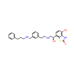 O=c1[nH]c2c(O)ccc([C@@H](O)CNCCc3cccc(CNCCCc4ccccc4)c3)c2s1 ZINC000073197313