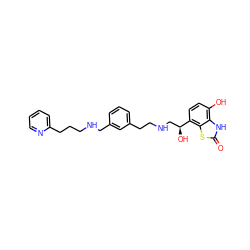 O=c1[nH]c2c(O)ccc([C@@H](O)CNCCc3cccc(CNCCCc4ccccn4)c3)c2s1 ZINC000073197314