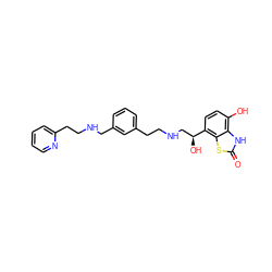 O=c1[nH]c2c(O)ccc([C@@H](O)CNCCc3cccc(CNCCc4ccccn4)c3)c2s1 ZINC000073197770