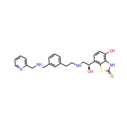 O=c1[nH]c2c(O)ccc([C@@H](O)CNCCc3cccc(CNCc4ccccn4)c3)c2s1 ZINC000073385966