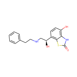 O=c1[nH]c2c(O)ccc([C@@H](O)CNCCc3ccccc3)c2s1 ZINC000058582334