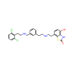 O=c1[nH]c2c(O)ccc(CCNCCc3cccc(CNCCc4c(Cl)cccc4Cl)c3)c2s1 ZINC000073197318