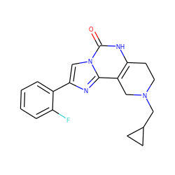 O=c1[nH]c2c(c3nc(-c4ccccc4F)cn13)CN(CC1CC1)CC2 ZINC000100928853