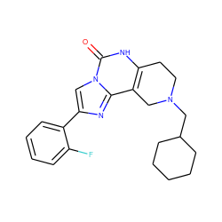 O=c1[nH]c2c(c3nc(-c4ccccc4F)cn13)CN(CC1CCCCC1)CC2 ZINC000100928844