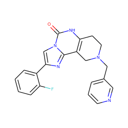 O=c1[nH]c2c(c3nc(-c4ccccc4F)cn13)CN(Cc1cccnc1)CC2 ZINC000100048626