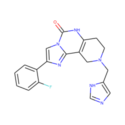 O=c1[nH]c2c(c3nc(-c4ccccc4F)cn13)CN(Cc1cnc[nH]1)CC2 ZINC000027558456