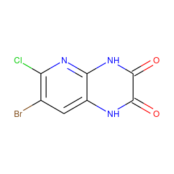 O=c1[nH]c2cc(Br)c(Cl)nc2[nH]c1=O ZINC000026657195