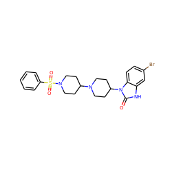 O=c1[nH]c2cc(Br)ccc2n1C1CCN(C2CCN(S(=O)(=O)c3ccccc3)CC2)CC1 ZINC000045498208