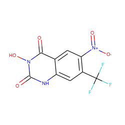 O=c1[nH]c2cc(C(F)(F)F)c([N+](=O)[O-])cc2c(=O)n1O ZINC000084759462