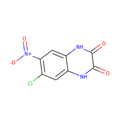 O=c1[nH]c2cc(Cl)c([N+](=O)[O-])cc2[nH]c1=O ZINC000013743976