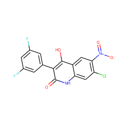 O=c1[nH]c2cc(Cl)c([N+](=O)[O-])cc2c(O)c1-c1cc(F)cc(F)c1 ZINC000036185270