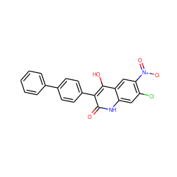 O=c1[nH]c2cc(Cl)c([N+](=O)[O-])cc2c(O)c1-c1ccc(-c2ccccc2)cc1 ZINC000036185254